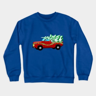 Merry Christmas Tree On Truck Coming Crewneck Sweatshirt